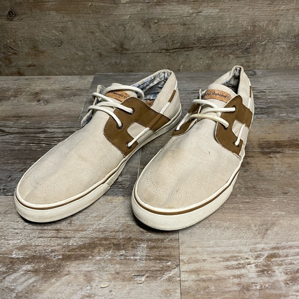 Tommy Bahama Stripe Breaker Canvas/Leather Lace up Shoes Men's Size 13